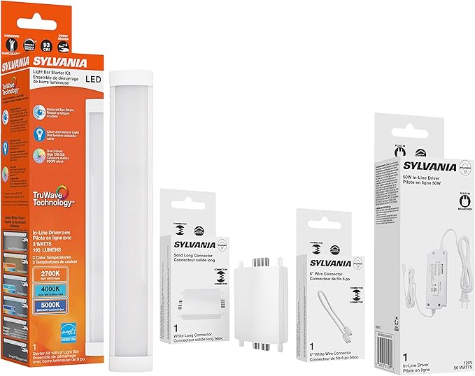LEDVANCE Sylvania TruWave Natural Series Long Solid Connector for Under Cabinet Light System - 1 Pack, White (61811)