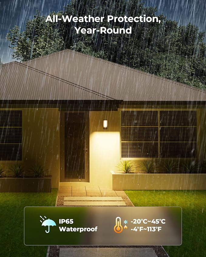 PopoIron Battery Operated Motion Sensor Outdoor Light, 10000mAh Rechargeable Security Light with Remote, 3 Modes with Red Alert, Dimmable & 3CCT, Waterproof Outdoor Light for Porch Garage Backyard