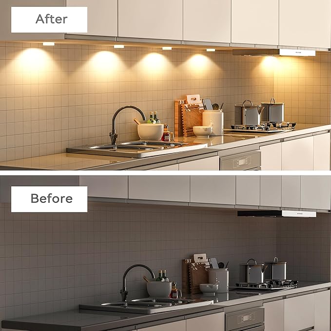 Motion Sensor Under Cabinet Light, 3 Color Kitchen LED Cabinet Light USB Powered, 3500K-6500K Indoor Motion Sensor Light for Kitchen, Closet, Counter, Hallway