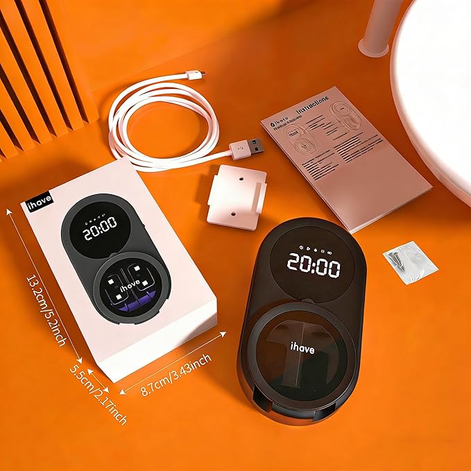 iHave Toothbrush Sanitizer Holder with UVC & 100M Negative Ions: Auto-Cycle for 360° Disinfection, Mold & Odor Removal | USB Toothbrush Holders Wall Mounted with Wave Sensor, LED, Heated & Fan Drying