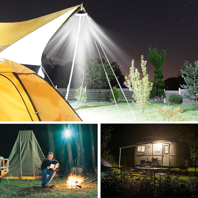 IODOO 10000mAh 4000LM Rechargeable Camping Light with Motion Sensor and Radar , Standby Time of 72 Hours Automatic Light Portable Camping Lantern 30W with Magnet , IPX5 Waterproof Tent Lights
