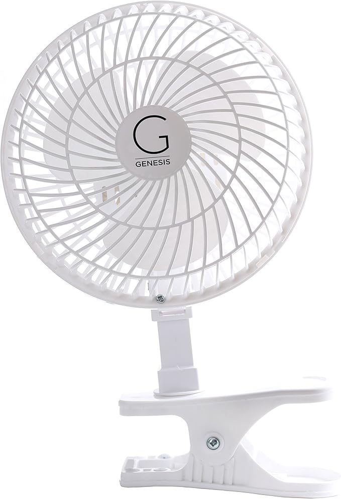 Genesis 6-Inch Clip Convertible Table-Top & Clip Fan Two Quiet Speeds - Ideal For The Home, Office, Dorm, More White (Pack of 2)