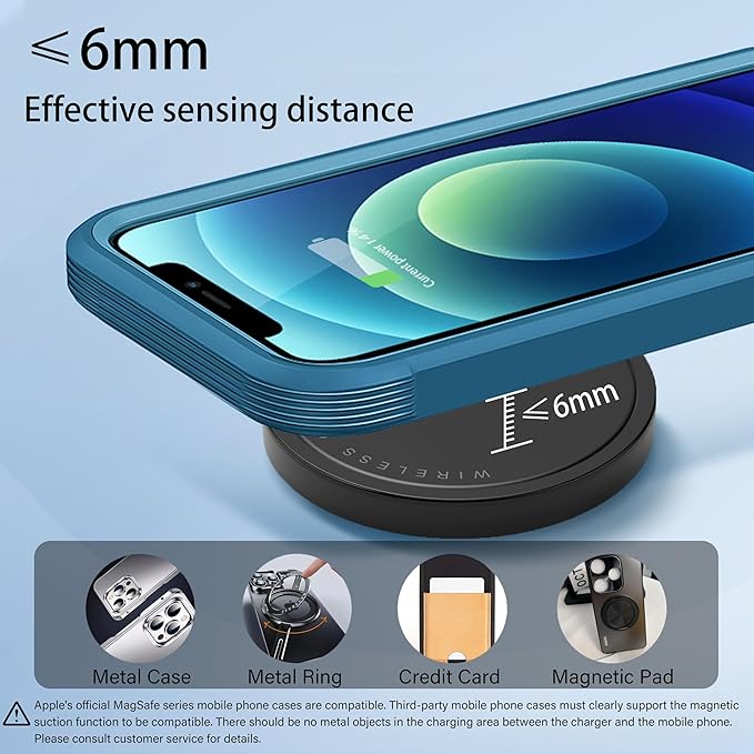 Magnetic Wireless Charger for iPhone 15W Max Fast Mag-Safe Wireless Charging Pad Compatible with iPhone 16/16 Plus/16 Pro/16 Pro Max/15/14/13/12 Series with USB-A Converter Black
