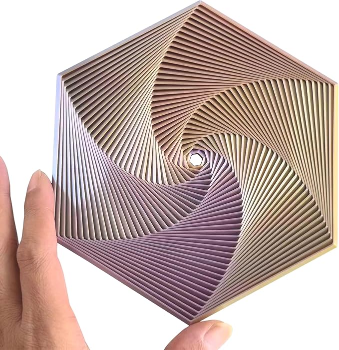 Fractal Fidget Hexagon - Suitable for Relieving Stress, Anxiety, and Tension | Autism, ADHD | Desk Adult Fidgeting Stress Relief Gift (Golden Purple Orange 35 Rings)