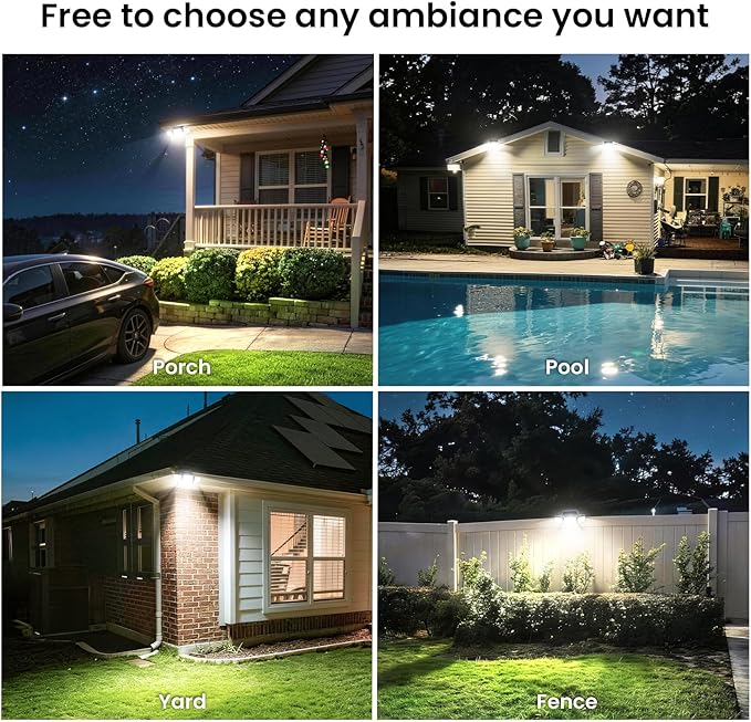 Solar Security Light Outdoor Super Bright LED, Motion Sensor Flood Light, 3 Heads 270° Wide Angle,Remote Control, IP65 Waterproof, 3 Modes (3 Packs)
