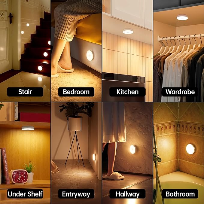 Homelist Rechargeable Puck Light with Remote, Motion Sensor Night Light, LED Closet Light 3 Color Temps for Stairs, Kitchen, Cabinet (3 Packs)