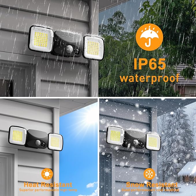 Motion Sensor Outdoor Lights, Rechargeable LED Security Flood Lights, USB Charging, No Wiring, No Solar, No Battery Replacement, High Brightness for Garage, Yard & Entryway, Black 1-Pack (Small Size)