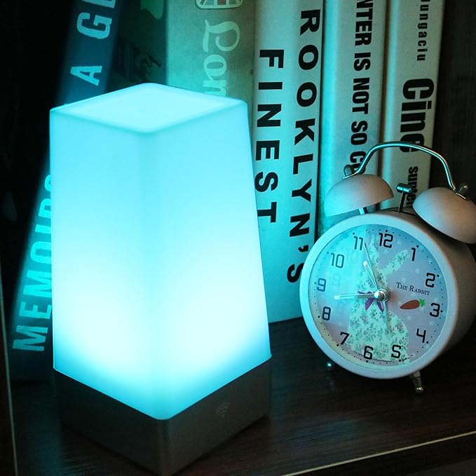 WRalwaysLX LED Square Night Light with Remote Control,Color Changing Table Lamp Battery Operated Lamp for Kids Room, Bedroom,Kitchen USE 3xAA Battery (not Include)