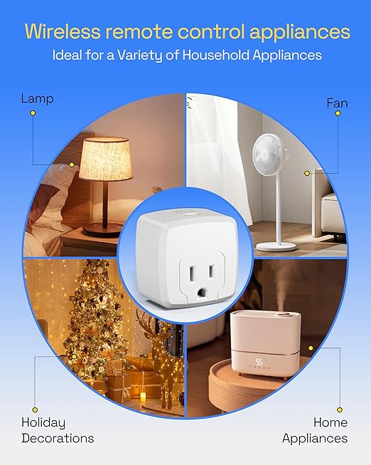 HBN Remote Control Outlet Plug Remote Switch Outlet with 100FT RF Signal Wireless Remote Light Switch On Off Switch Plug for Household Appliances 15A/1875W (1 Outlet + 1 Remote)