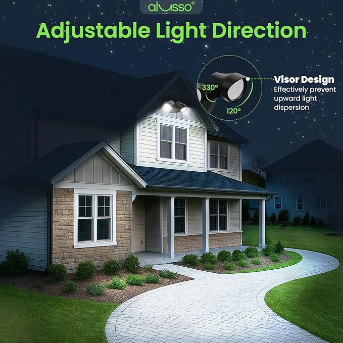 ALUSSO Dusk to Dawn Outdoor Lighting, 25W 2000LM Dusk Till Dawn Outdoor Light 120V, 3000K/4000K/6000K 3CCT IP65 Security Lights ETL Listed Dusk to Dawn Hardwired for House Garage Walkway Black 2 Pack