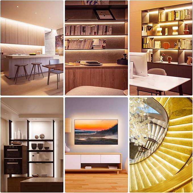 DAYBETTER 8 PCS Under Cabinet Lighting Kit, Bright Under Cabinet Lights, Flexible Led Strip Lights with Remote, for Kitchen Cabinets Shelf Desk Counter, 2700K-6500K Warm to Daylight White, 13.2ft