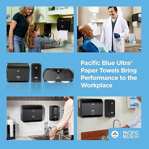 Georgia-Pacific Pacific Blue Ultra 9" Mini Automatic Paper Towel Dispenser by GP PRO (Georgia-Pacific), Black, 54518, 14.1" W x 6.5" D x 11.1" H - New Version