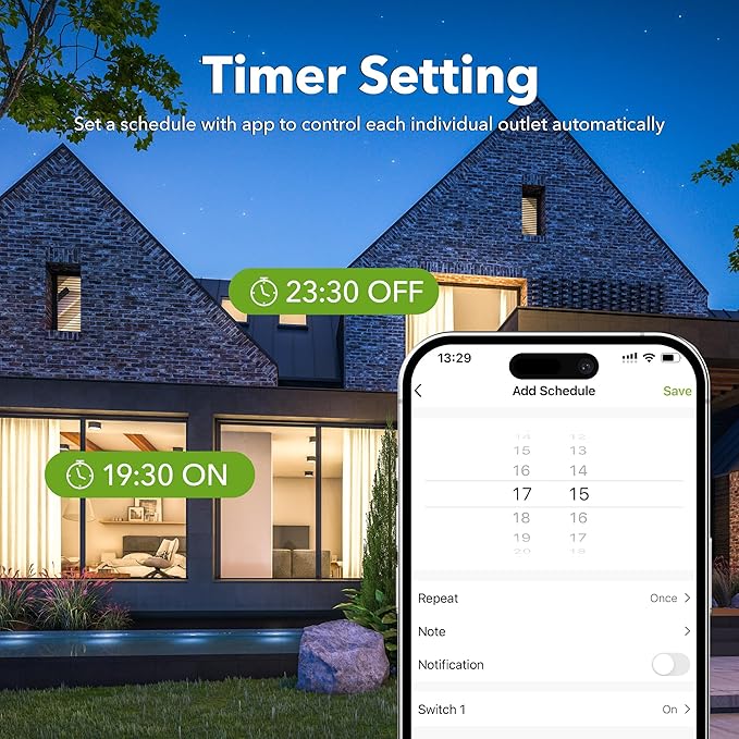 Outdoor Smart WiFi Plug, HBN Heavy Duty Wi-Fi Timer with Two Grounded Outlet, Wireless Remote Control by App Compatible with Alexa and Google Home Assistant 2.4 GHz Network only, ETL Listed (2 Pack)