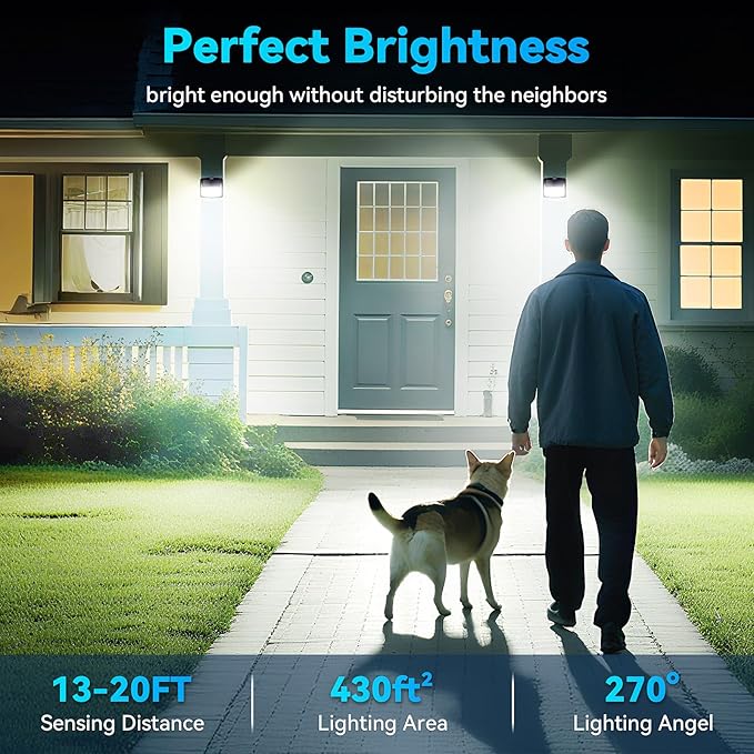 CLAONER Solar Lights Outdoor, [128 LED/6 Packs] Solar Motion Sensor Lights 3 Working Modes Outdoor Lights with 270° Wide Angle Wireless IP65 Waterproof Security Light for Fence Patio, Cold White