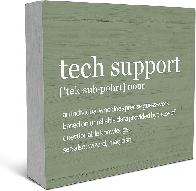 SRADMO Tech Support Office Wood Box Sign Desk Decor, Tech Support Gifts, Gifts For It Tech Guys, Desk Decorations Office, It Tech Gifts Wooden Box Sign Decoration, Tech Support Table Decor(Green)