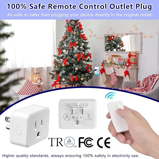 Remote Switch Outlet, GreenCyle 3 Outlet Plug with Remote, Wireless On/Off Light Switch Wall Mounted, 15A/1500W, TUV Listed, No Wiring Needed, 500ft RF Range, for Lamps, Fans, Household Appliances