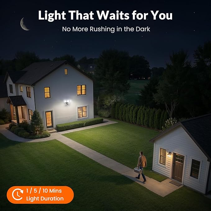 LEPOWER LED Security Light Motion Sensor Light Outdoor, 38W 4200LM Motion Security Light, 5500K, IP65 Waterproof, 3 Head Motion Detected Flood Light for Garage, Yard, Porch (Brown)