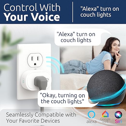 eKyro Smart Plug Energy Monitoring | Compatible with Alexa, Google Home Assistant, iPhone, Siri, Android, Power Tracking 15A 1800W, No Hub Required Energy Monitoring Outlet (Energy Monitoring, 2)