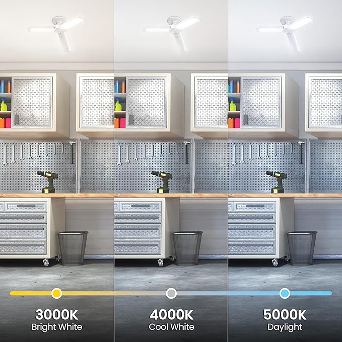 Feit Electric LED Garage Light, Multiple Adjustable Panels, E26 Base, Ideal for Garage, Workshop, Shed, 25,000-Hour Lifetime