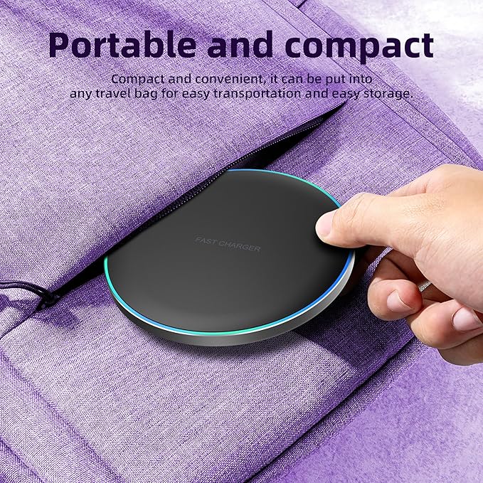 Wireless Charger Compatible with iPhone 17 16 15 14 13 12 11 Pro Max/Mini/Plus/XR/X/8, 15W Max Fast Wireless Charging Pad Mat for Samsung Galaxy S23/S22/S21/S20/S10, Galaxy Buds