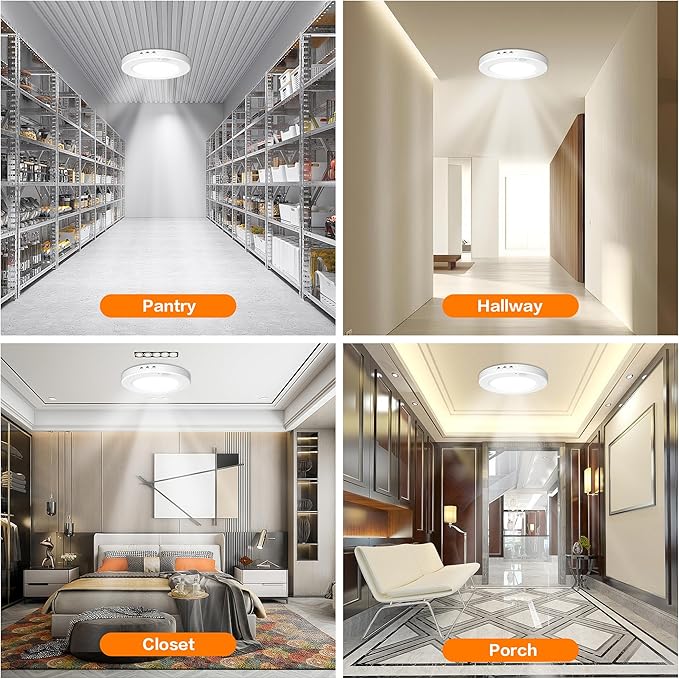 4-Pack Motion Sensor Ceiling Light Wired, 7.5 Inch 3000K 4000K 6000K Selectable LED Flush Mount Light Fixture, 15W Motion Activated Light with Timer for Hallway Stair Walk-in Closet