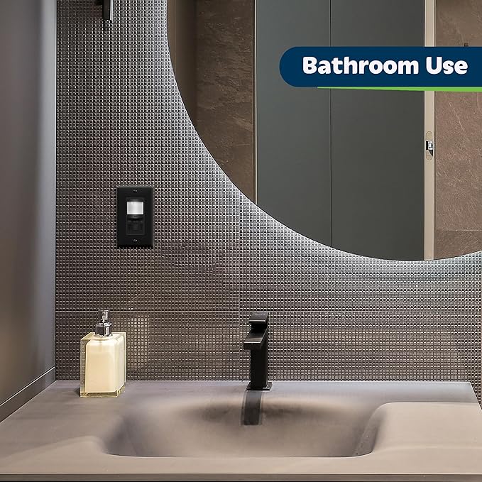 TOPGREENER in Wall PIR Motion Sensor Light Switch, Occupancy Sensor Switch, 𝐍𝐞𝐮𝐭𝐫𝐚𝐥 𝐖𝐢𝐫𝐞 𝐑𝐞𝐪𝐮𝐢𝐫𝐞𝐝, On/Off Override, 𝐒𝐢𝐧𝐠𝐥𝐞 𝐏𝐨𝐥𝐞, 4A, 500W, TSOS5-BKWP,Black