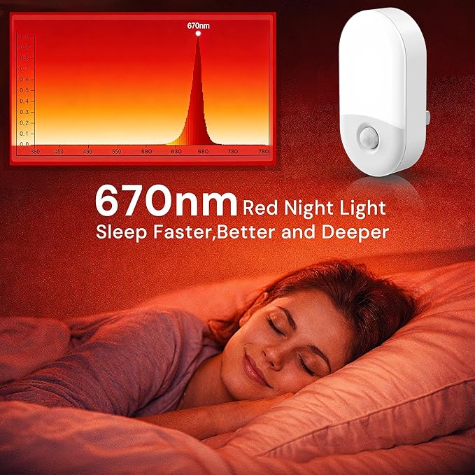 L LOHAS LED Red Night Light Plug in, Motion Sensor Night Light for Kids, Sleep Aid Red Nightlight, 30/60LM, Motion Activated Night Lights for Bathroom, Hallway, 2 Pack