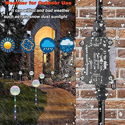 AC110V Remote Control Power Switch,Waterproof Wireless Light Switch,165 Feet Long,AC110V/120V/250V/20A RF Module Relay,Outdoor Weatherproof Smart Socket,Electrical Equipment