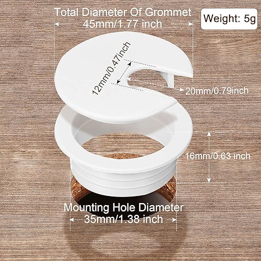4 Packs Desk Grommet, 1-3/8 Inch 35 mm Plastic Desk Cord Cable Hole Cover Grommet for Computer Table Wire Organizer for Home and Office PC Desktop Management