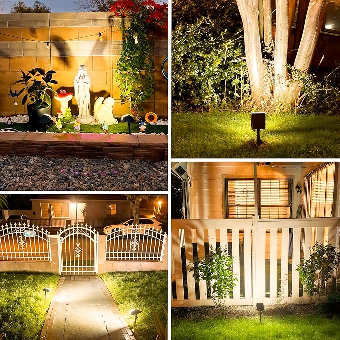 Solar Spotlights, Super Bright LED, 2 CCT Warm & Cool Light, Solarspot Lights for Outside Landscape Auto On/Off -2 Pack