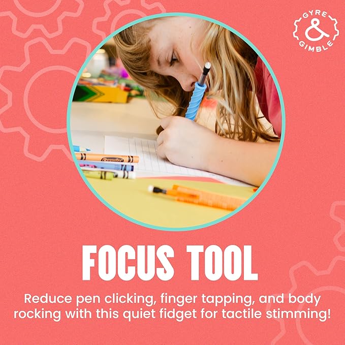 Gyre & Gimble Pencil Gidgets – Textured Silicone Pencil Sleeve for Quiet Fidgeting – Transform Your Mechanical Pencil into a Sensory ADHD Tool for Kids and Adults – 4 Sleeves & 2 Pencils - Gray