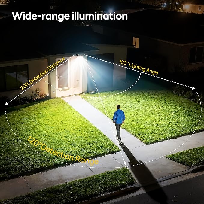 Rechargeable Battery Operated Motion Sensor Light, 4000mAh Battery Powered Spotlight 600 Lumen Outdoor IP65 Waterproof for Porch, Yard, Wall, Garden