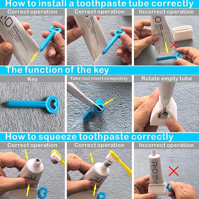 Toothpaste Squeezer, Set of 4 Tube Roller Squeezer, Dispenser, Simple and Practical