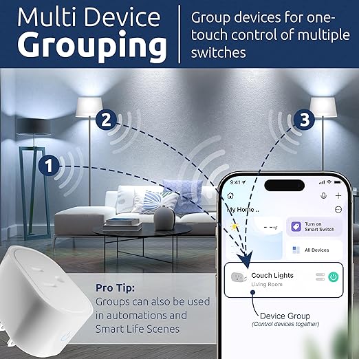 eKyro Smart Plug Energy Monitoring | Compatible with Alexa, Google Home Assistant, iPhone, Siri, Android, Power Tracking 15A 1800W, No Hub Required Energy Monitoring Outlet (Energy Monitoring, 2)
