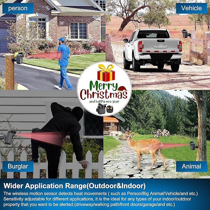 Driveway Alarm- 1/2 Mile Long Range Wireless Driveway Alarm Weather Resistant Motion Sensor&Detector-DIY Security Alert System-Monitor&Protect Outdoor/Indoor Property - 1 Receiver and 1 Sensor